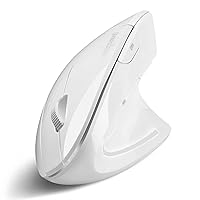 Perixx PERIMICE-813W Bluetooth Vertical Mouse - Wireless 3-in-1 Multi-Device Spec - Travelling Carry Bag - Ergonomic Right-Handed Design - White