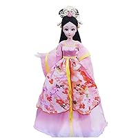 30 cm Ancient Costume Doll Chinese Hanfu Dress Princess Vinyl Dolls Oriental Fairy Figure Delicate Makeup BJD 20 Joint Dolls Kids Gift Model Toy (C)