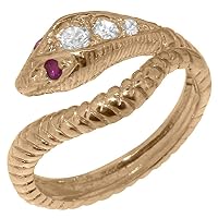 LBG 18k Rose Gold Natural Diamond Ruby Womens Band Ring - Sizes 4 to 12 Available