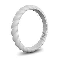 Enso Rings Stackable Braided Silicone Wedding Ring – Hypoallergenic Unisex Stackable Wedding Band – Comfortable Minimalist Band – 2.5mm Wide, 8mm Thick