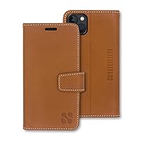 SafeSleeve EMF Protection Anti Radiation iPhone 15 Plus Case, RFID EMF Blocking, Card Holder Wallet, Genuine Leather, Adjustable Stand Cell Phone Case, for Women & Men (Leather)