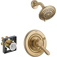 DELTA Lahara 17 Series Dual-Function Shower Trim Kit with 5-Spray Touch-Clean Shower Head, Champagne Bronze T17238-CZ (Valve Included)