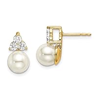 14k Gold Yg Lab Grown Diamond Si1 Si2 G H I Freshwater Cultured Pearl Post Earrings Measures 12.5x Jewelry for Women