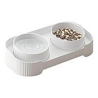 Marchul Ceramic Cat Bowls, Raised Cat Food Water Bowls, Anti overturning Splash-Proof Double Cat Food Dishes Set