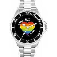 Pride Heart Love is Love Mens Wrist Watch 42mm Case Custom Design