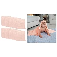 Comfy Cubs Baby Washcloths, Muslin Cotton Baby Towels and 2 Pack Baby Hooded 9 Layer Muslin Cotton Towel Bundled