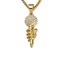 2.35Ctw Round Cut White Simulated Diamond custom Men's Iced Out Hiphop Pendant Necklace 14K Yellow Gold Plated