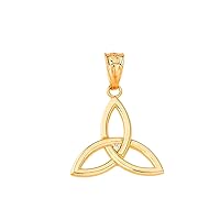 Certified 10k Gold Solitaire Diamond Celtic Trinity Knot Charm Pendant