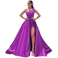 Sparkle Prom Dress One Shoulder Mermaid Ball Gown Sleeveless Sequin Long Formal Evening Party Dress with Slit