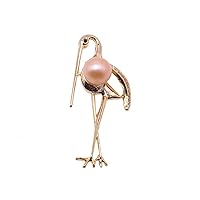 JYX Pearl Animal Crane Brooch Pin 11.5mm Pink Freshwater Cultured Pearl Brooch Scarf Dress Elegant Accessory Jewelry Remembrance Day Gifts