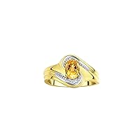 Rylos Designer Swirl Style Ring Yellow Gold Plated Silver 925 : 7X5MM Oval Gemstone & Diamond Accent - Birthstone Jewelry for Women - Available in Sizes 5-10.
