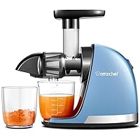 Slow Juicer,AMZCHEF Masticating Juicer Machines with Reverse Function, Cold Press Juicer with Brush, Recipes for High Nutrient Fruits and Vegetables, Blue(Updated)