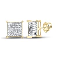 The Diamond Deal Yellow-tone Sterling Silver Womens Round Diamond Square Earrings 1/4 Cttw