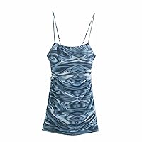 Women's Sexy Spaghetti Sling Party Dresses Halter Backless Hip Midi Bodycon Party Dress M Blue