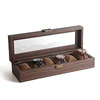 6 Grid Watch Box Wood Grain Jewelry Watch Storage Box With Retro Hidden Button Watch Storage Box (Color : A, Size
