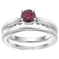 14k White Gold 6mm Solitaire Engagement 2-pc Ring Set Assorted Gemstones Round Brilliant cut, size 5-10
