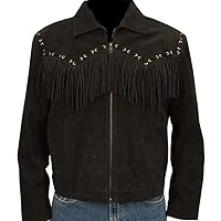 Women Western Style Fringe Leather Jacket Brown, Excellent Quality, Xs-5xl