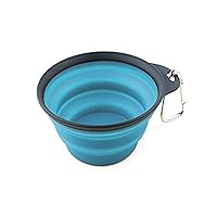 Popware for Pets Collapsible Travel Cup, Small, Gray/Blue