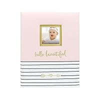 Pearhead Hello Beautiful Baby Book, First 5 Years Newborn Memory Book with Photo Insert, Baby Girl Keepsake Gift, Gift For New And Expecting Moms, 50 Fill In Pages, Pink