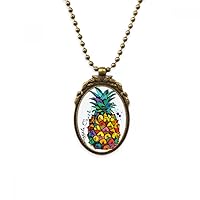 Strong Color Pineapple Tropical Fruit Antique Necklace Vintage Bead Pendant Keychain