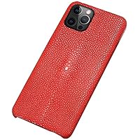 for Apple iPhone 12 Pro 6.1 Inch Case, Pearl Fish Leather Business Shockproof Breathable Back Phone Cover [Screen Protector & Camera Protection] (Color : Red)