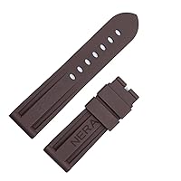 Fluorine Rubber 22mm 24mm Watch Band Silicone Watchband for Panerai Watch Strap (Color : Brown No Buckle, Size : 24mm)
