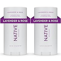 Native Deodorant Contains Naturally Derived Ingredients, 72 Hour Odor Control | Deodorant for Women and Men, Aluminum Free with Baking Soda, Coconut Oil and Shea Butter | Lavender & Rose, 2-Pack