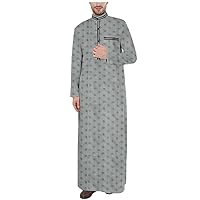 Jacquard Mens Muslim Robe, Long Sleeve Saudi Arab Jubba Thobe, Middle East Islamic Kaftan Robe
