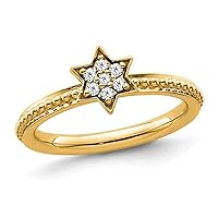 Star Ring with Diamonds 1/5 Carat (ctw) in 14K Yellow Gold