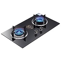 Tempered Glass Gas Stove, Household Embedded Gas Cooktop with 2 Burners, Gas Hob for Home