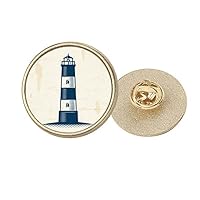 Lighthouse Navigation Military Ocean Round Metal Golden Pin Brooch Clip