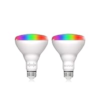 BR30 Smart WiFi LED Light Bulbs, RGBCW Multi-Color Changing, Warm to Cool White Dimmable, Work with Alexa & Google Home (No Hub), 60W Equivalent E26, RGB+2700K-6500K, 2 Count