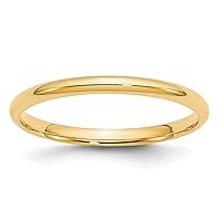 Jewels By Lux Solid 10k Yellow Gold 2mm Lightweight Comfort Fit Wedding Ring Band Available in Sizes 5 to 7 (Band Width: 2 mm)