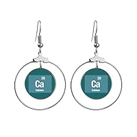 Ca Calcium Chemical Element Science Earrings Dangle Hoop Jewelry Drop Circle