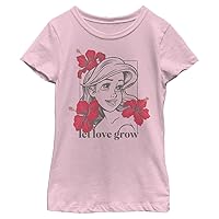 Disney Princess Ariel Floral Girl's Solid Crew Tee