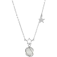 Star Necklace Female Niche Design Trendy Sterling Silver Light Luxury Opal Planet Pendant Clavicle Chain