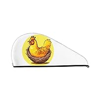 Bird's Nest Golden Chicken Printing Microfiber Hair Towel Wrap Bathroom Essential Accessories Super Absorbent Quick Dry Turban