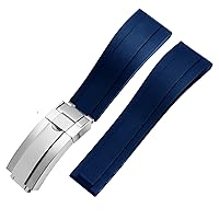 Silicone Watchband for Rolex Watch Strap with Folding Buckle Band Sport 20mm 21mm Mens Rubber Wristwatches Bracelet (Color : 10mm Gold Clasp, Size : 21mm)
