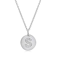 Diamond Disc Initial Pendant in Sterling Silver on an 18 inch chain