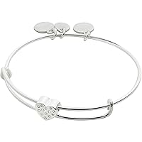 Pave Heart Symbol Bead Bangle Bracelet Shiny Silver One Size