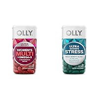 OLLY Ultra Women's Multi Softgels & Ultra Strength Goodbye Stress Softgels, GABA, Ashwagandha, L-Theanine and Lemon Balm, Stress Relief Supplement - 60 Count
