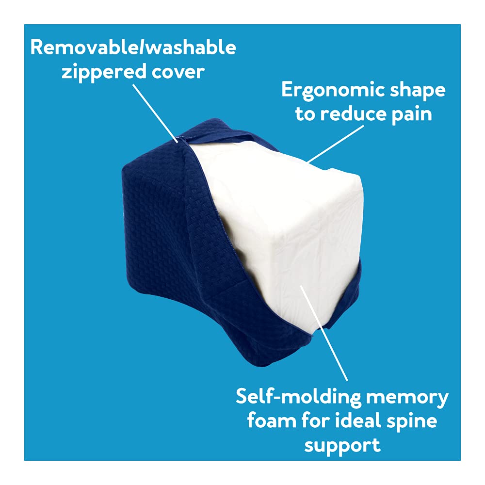 Orthopedic Knee Pillow for Side Sleepers - Ergonomic Memory Foam Knee Pillow for Back Pain & Spine Alignment - Removable Machine Washable Cover - Knee Wedge Pillow for Deep Night’s Sleep