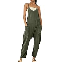 Women's Rompers 2024 Casual Sleeveless Jumpsuit Nine-Point Pants Jumpsuit With Pockets Romper, S-5XL