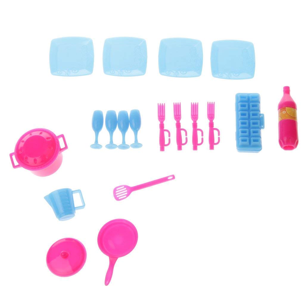 SGerste Dollhouse Miniature Kitchen Accessories Food & Tableware Set for Barbie Doll Toys(US22082405)