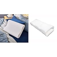 Sleep Innovations Memory Foam Contour Pillow, Queen Size, Head, Neck, and Shoulder Alignment, Side and Back Sleepers, Medium Support & PL12500BPMS Pillow, 1'8