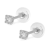 18K White Or Yellow Gold 0.20 Carat Diamond Silicone Back Earrings For Girls