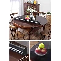 Black Plastic Tablecloth 100% Waterproof Table Protector Crystal Clear Plastic Cover for Dining Table Heavy Duty Vinyl 28 inch Round