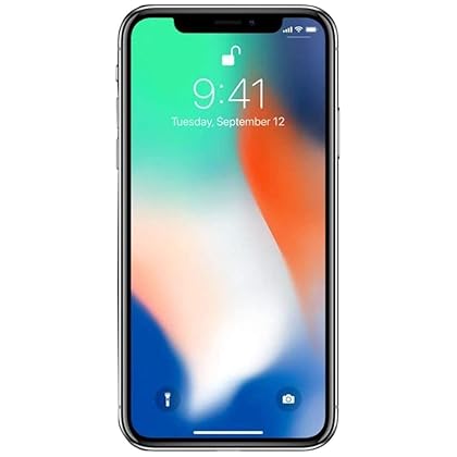 Apple iPhone X, US Version, 256GB, Silver - Unlocked (Renewed)