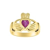 Rylos 14K Yellow Gold Claddagh Ring Love, Loyalty & Friendship Heart 6MM Gem Irish Wedding Band - Exquisite Birthstone Jewelry for Women & Men - Available in Sizes 5-13