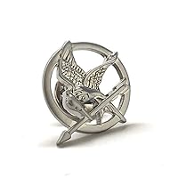 Silver Mocking Jay Lapel Pin Mockingbird Flying Bird Arrow Hunger Games Brooch Enamel Pin